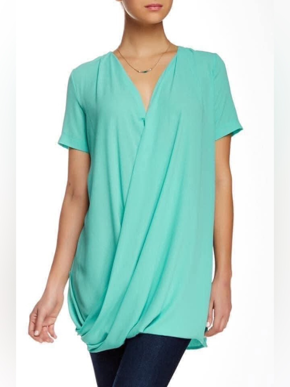 NWOT Lush Surplice Draped V-Neck Tunic Top—Size Large